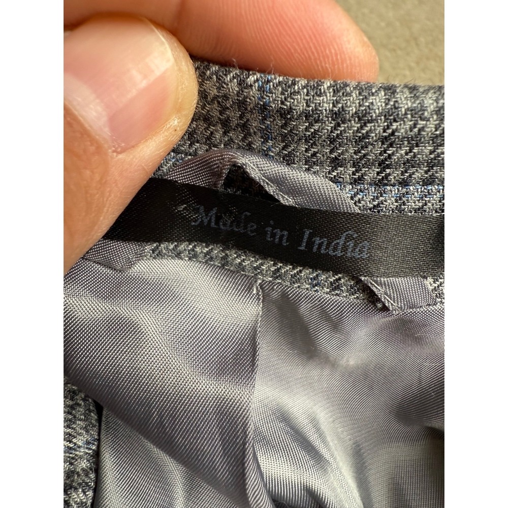 LAUREN Ralph Lauren Mens Blazer Sport Coat 38S Gray Blue Houndstooth Wool‎ Silk - Picture 4 of 12